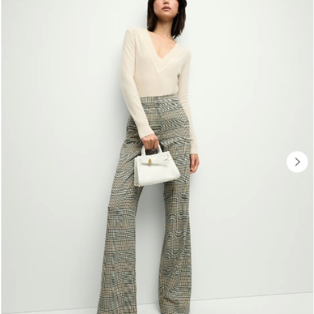 Veronica Beard Tonelli Pant Ecru/Green Multi Size 10 NWT